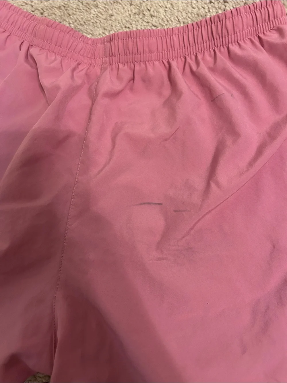 Nike Women's Rose Pink Athletic Running Shorts with White Trim